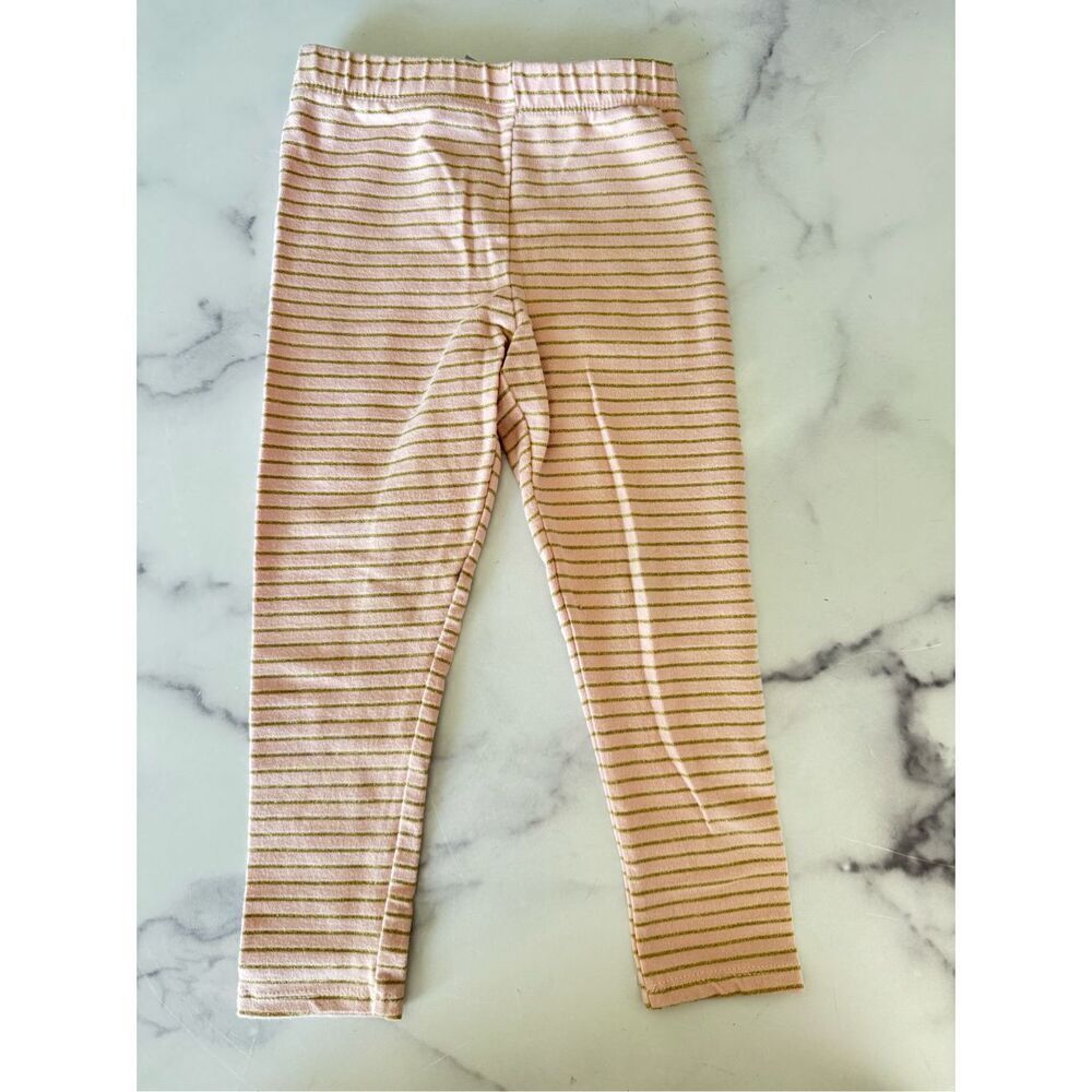 Blush Pink gold shimmer leggings 24 month striped pull on full length girls todd